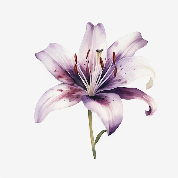 jest fioletowy kwiat z białym tłem generatywnej AI