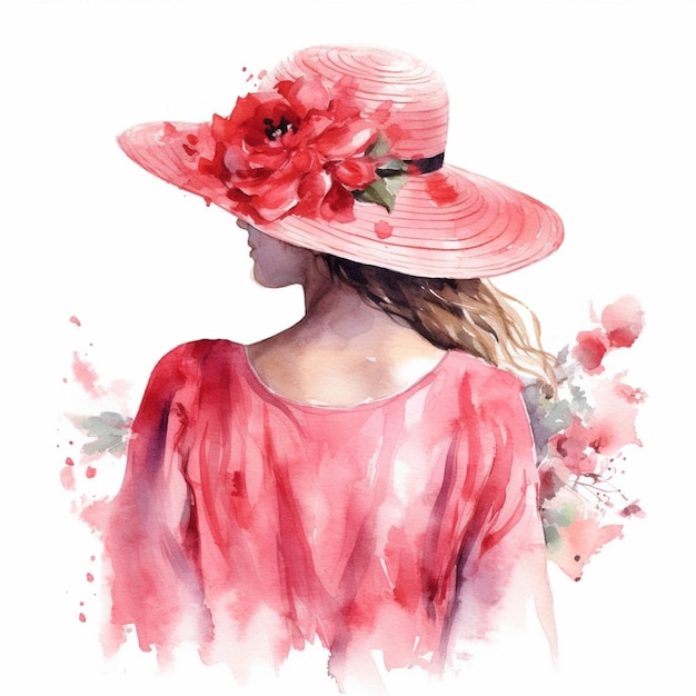Zdjęcie jest kobieta w różowym kapeluszu z kwiatami generatywną ai
