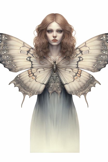 jest kobieta ze skrzydłami motyla na plecach, generatywna ai