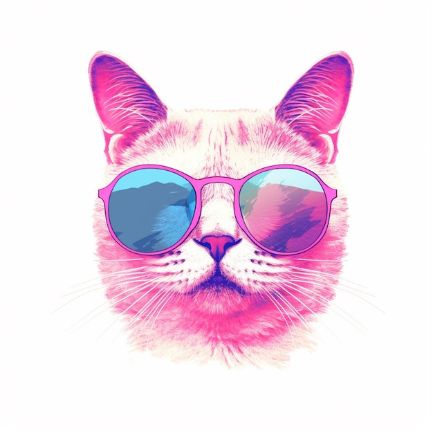 Jest kot w okularach przeciwsłonecznych i różowa koszula generująca ai