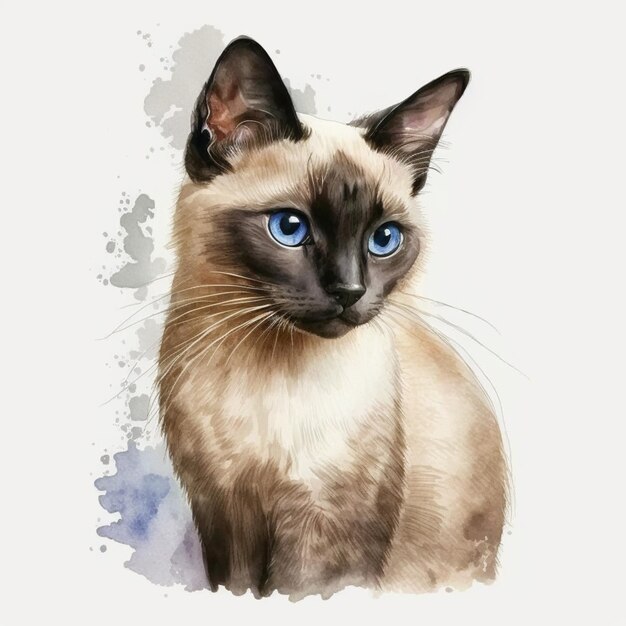 Zdjęcie jest kot z niebieskimi oczami siedzący na białej powierzchni generatywny ai