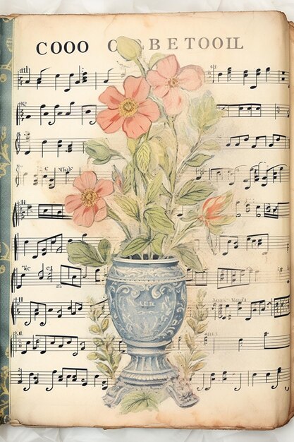 Zdjęcie jest książka z obrazkiem kwiatów w wazonie generatywnym ai