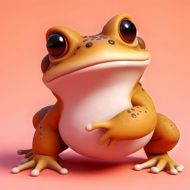 Jest mała żaba, która siedzi na różowej powierzchni.
