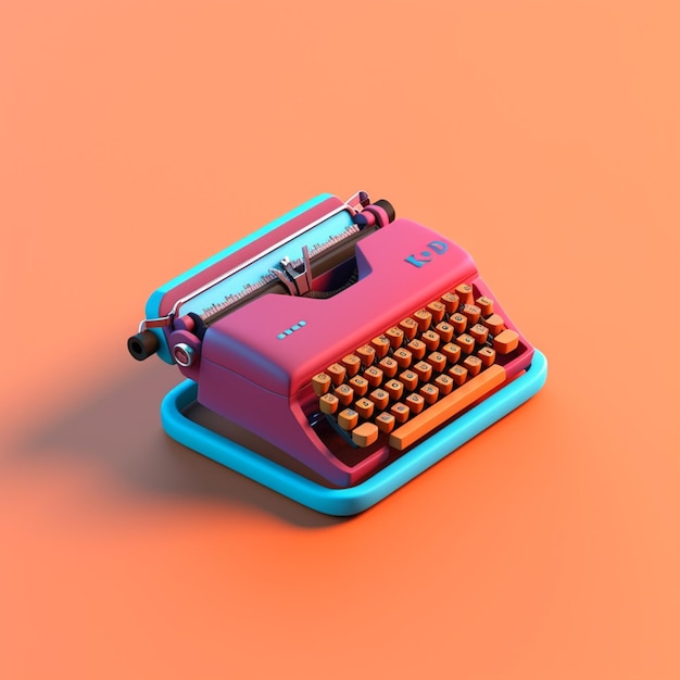 Jest maszyna do pisania z różową i niebieską okładką generatywną ai