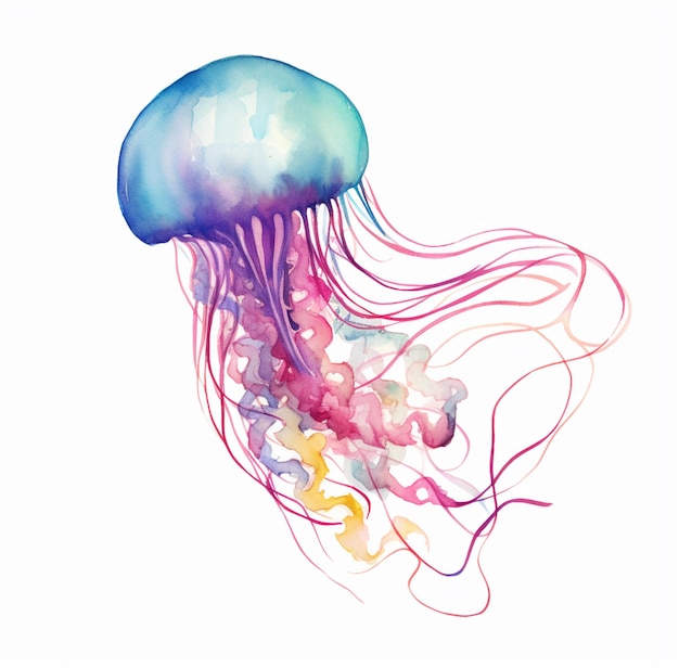 Jest meduza, która pływa w wodzie.