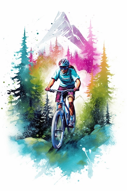 Jest mężczyzna jeżdżący rowerem po ścieżce w lesie.