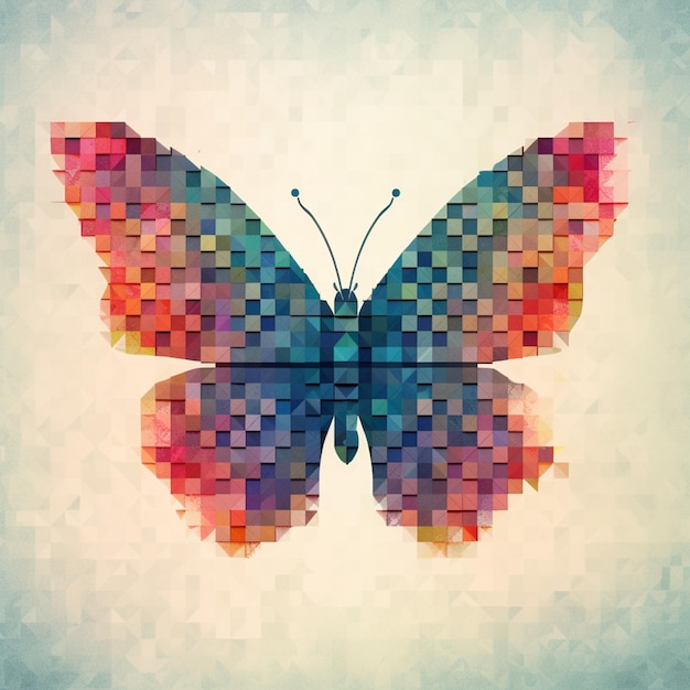 jest motyl z kolorowymi kwadratami na skrzydłach generatywną ai