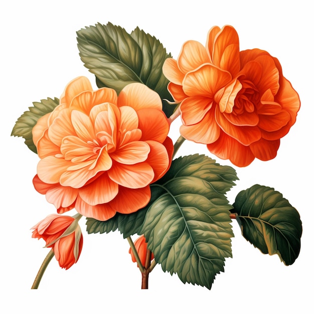 Jest na nim obraz przedstawiający kwiat z pomarańczowymi kwiatami AI Generative