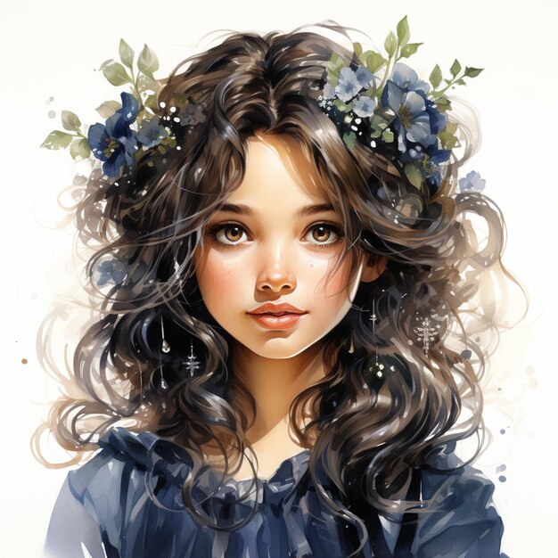 jest obraz dziewczyny z koroną kwiatową na głowie generatywny ai
