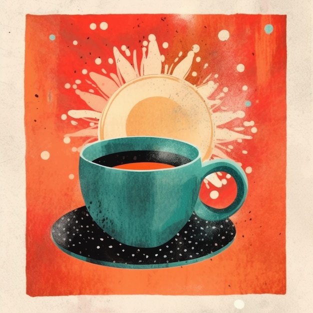 Zdjęcie jest obraz filiżanki kawy na talerzu generatywnym ai
