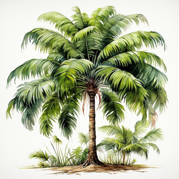 Jest obraz palmy z białym tłem generatywny ai
