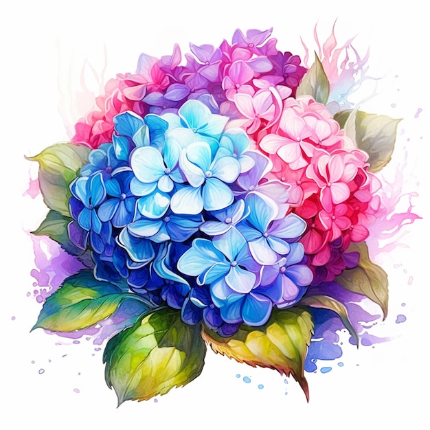 Jest obraz przedstawiający bukiet kwiatów farbą akwarelową generatywną ai