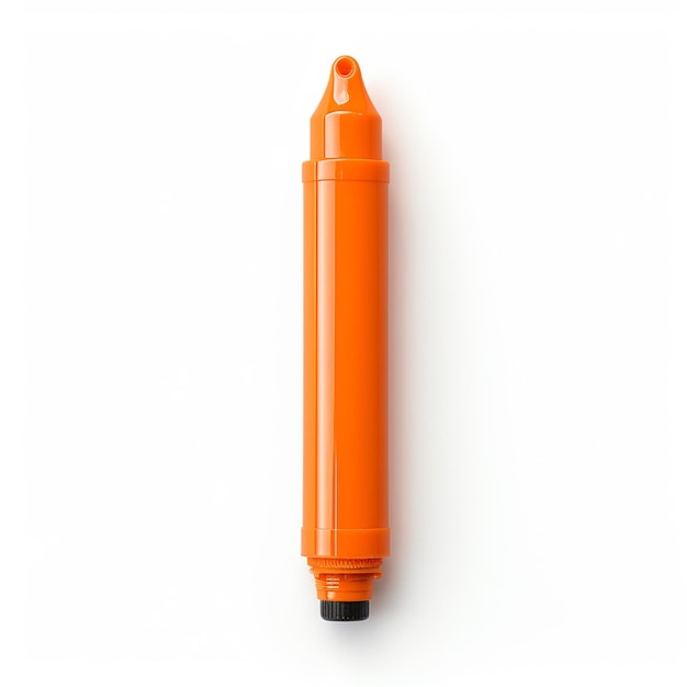 Jest pomarańczowy długopis z czarnym końcem na białej powierzchni AI Generative