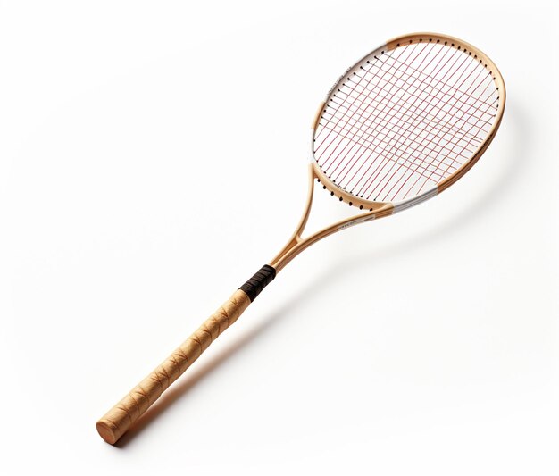 Jest rakietka tenisowa, która jest na białej powierzchni generatywnej ai