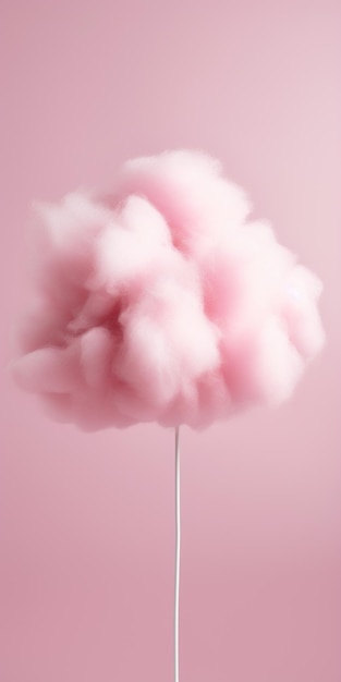 jest różowa chmura na patyku na różowym tle generatywny ai