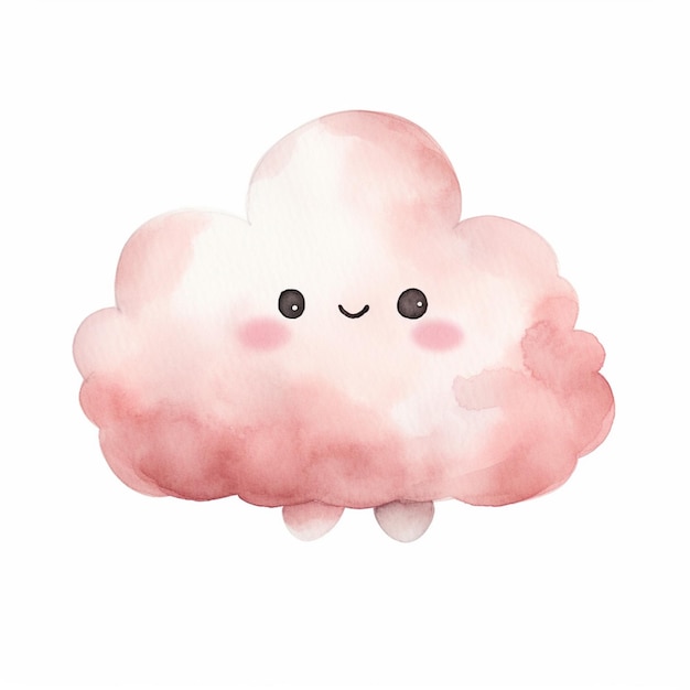 Zdjęcie jest różowa chmura z rysunkiem twarzy na niej generatywny ai