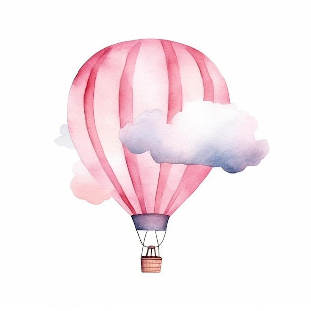 Jest różowy balon na gorące powietrze z chmurą na niebie generatywny ai