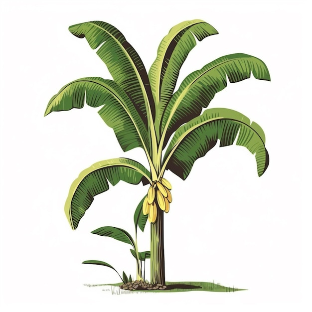 Jest Rysunek Drzewa Bananowego Z Zbiorem Bananów Generatywnych Ai