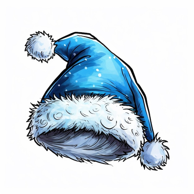 Jest rysunek kapelusza Świętego Mikołaja z futrzanym ogonem.