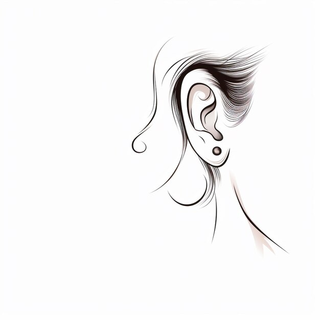Zdjęcie jest rysunek kobiecego ucha z parą kolczyków.