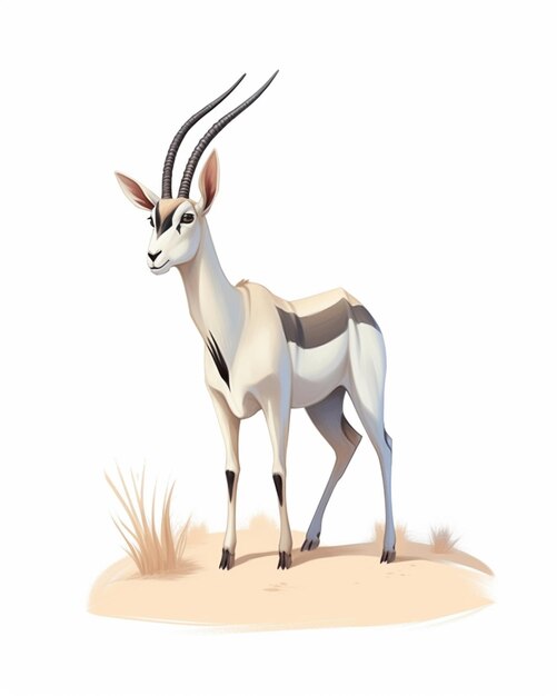 jest rysunek przedstawiający gazelę stojącą na pustyni generatywnej AI