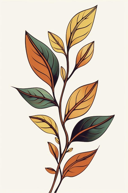 Jest rysunek przedstawiający roślinę z liśćmi generatywnymi ai