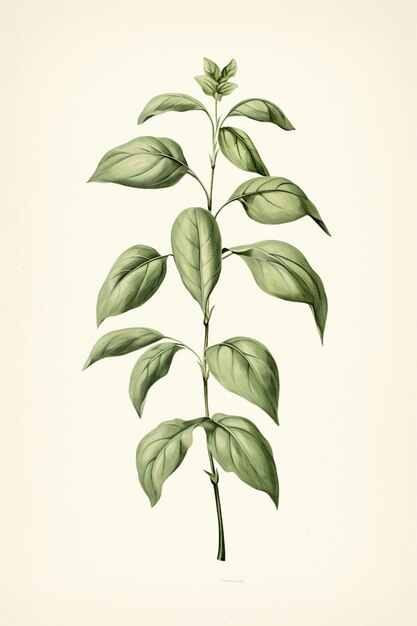 Zdjęcie jest rysunek rośliny z zielonymi liśćmi generatywny ai