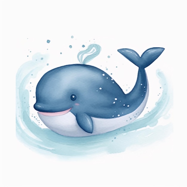 Zdjęcie jest rysunkowy wieloryb, który pływa w generatywnej wodzie