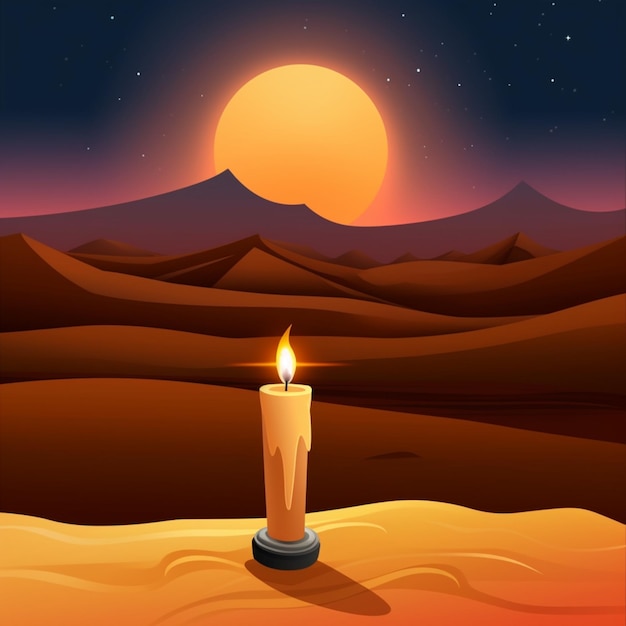 Jest świeca, która jest zapalona w pustyni generatywny ai