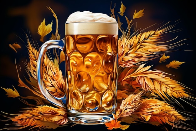 jest szklanka piwa z dużą ilością piwa generatywnego AI