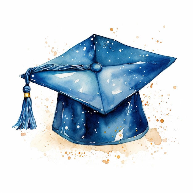 Zdjęcie jest tam niebieska czapka absolwentów z czopkiem na niej generatywny ai