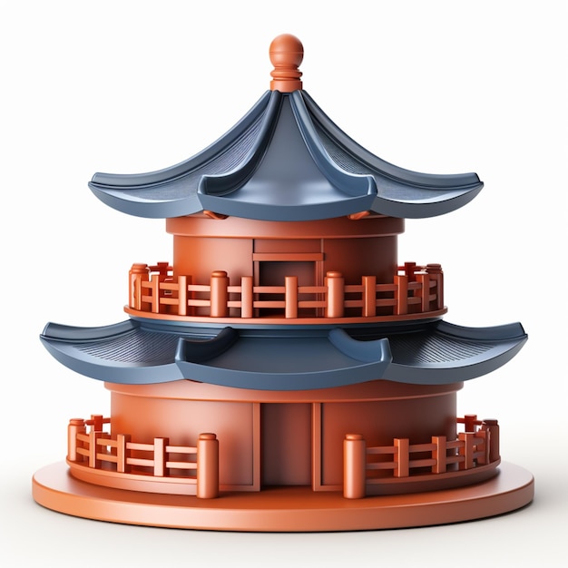 Zdjęcie jest tam trójpiętrowa pagoda z drewnianym płotem na szczycie.