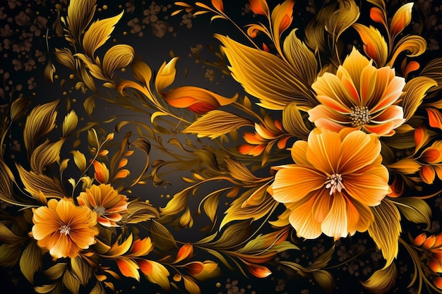 Jest tam zdjęcie pięknego kwiatowego tła z generatywnymi ai kwiatów pomarańczy