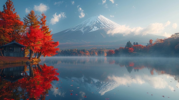 Jest to jedno z najpiękniejszych miejsc w Japonii, gdzie można zobaczyć kolory jesieni, a także górę Fuji z poranną mgłą i czerwonymi liśćmi nad jeziorem Kawaguchiko.