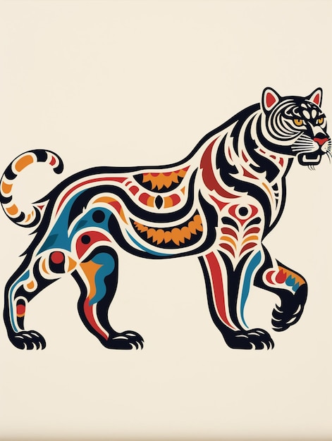 Zdjęcie jest tu zdjęcie tygrysa z kolorowym rysunkiem.