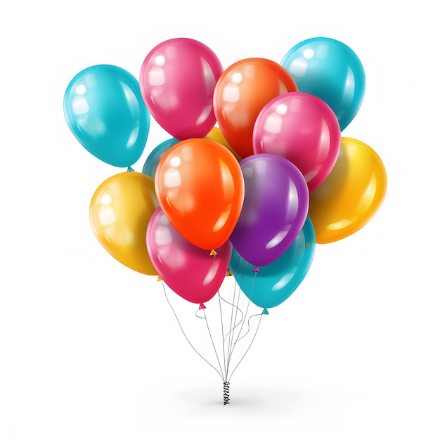 Jest wiele balonów, które latają razem w powietrzu.