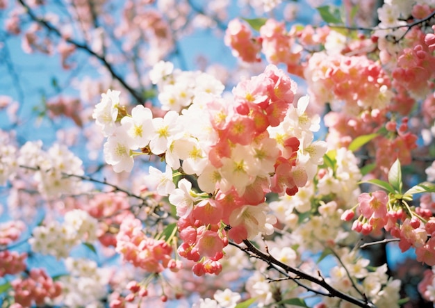 Jest zdjęcie drzewa z białymi i różowymi kwiatami.