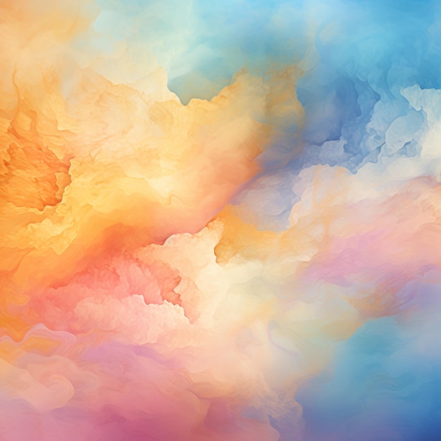 Jest zdjęcie kolorowego tła chmur z generatywną ai płaszczyzny