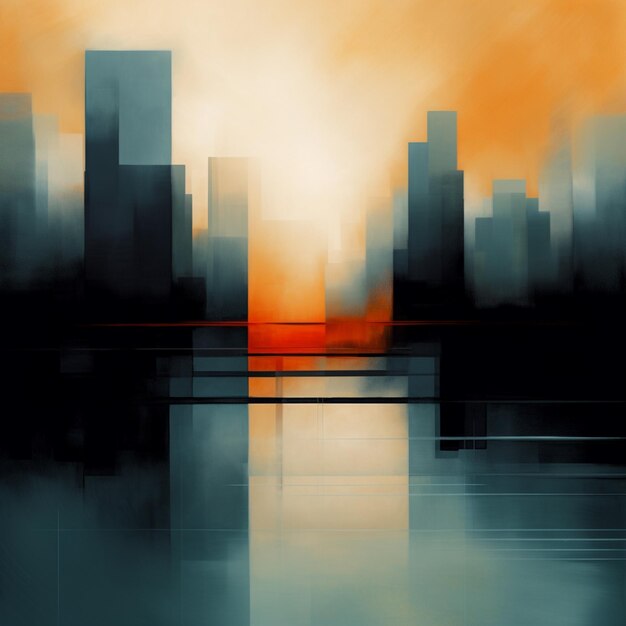 Zdjęcie jest zdjęcie panoramy miasta z zachodem słońca w tle generatywny ai