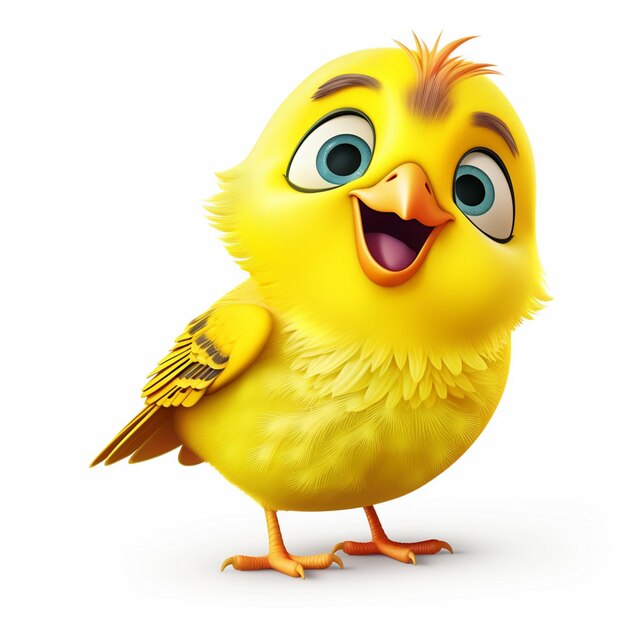 jest żółty ptak z dużym uśmiechem na twarzy generatywny ai