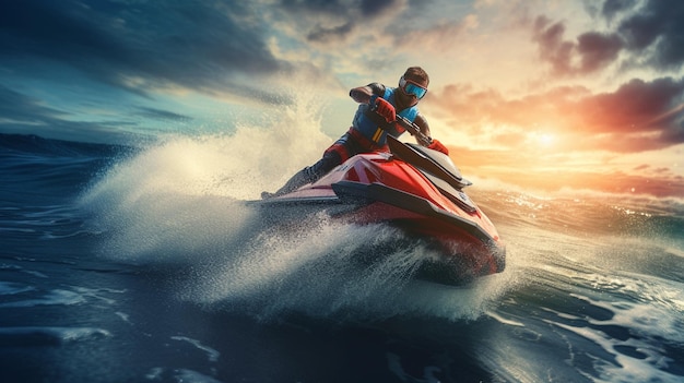 Jet ski pływające przez morze