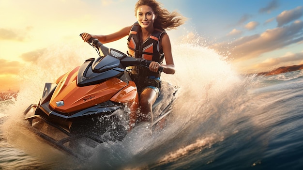 Jet ski pływające przez morze