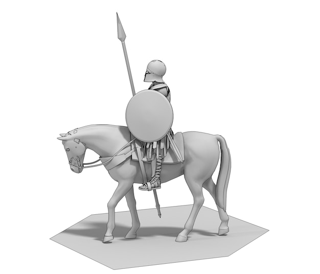 Zdjęcie jeździec wojownik na koniu renderowania 3d