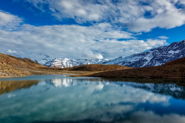 Jezioro Dhankar. Dolina Spiti, Himachal Pradesh, Indie