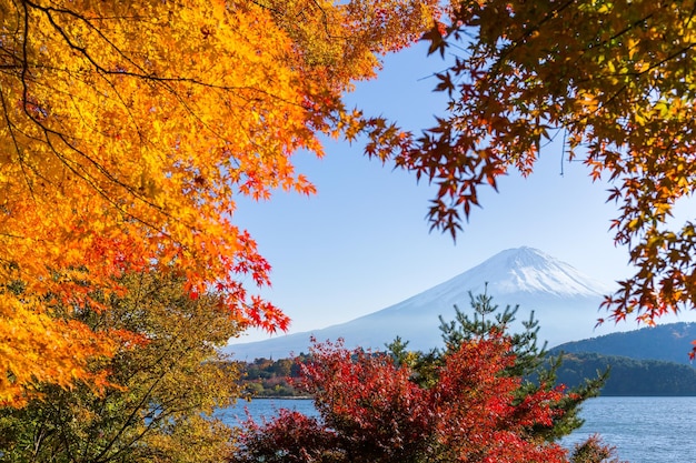 Jezioro kawaguchiko i Mt.Fuji w sezonie jesiennym