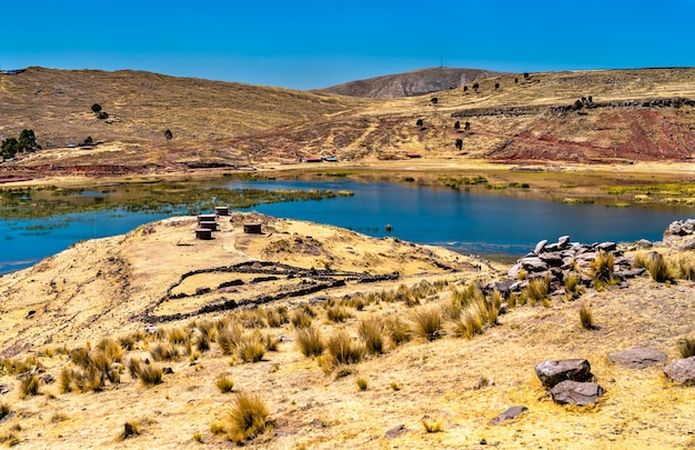 Jezioro Umayo W Sillustani W Pobliżu Puno W Peru