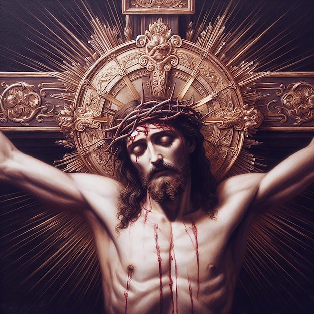 Jezus Chrystus i krzyż wygenerowany przez Ai