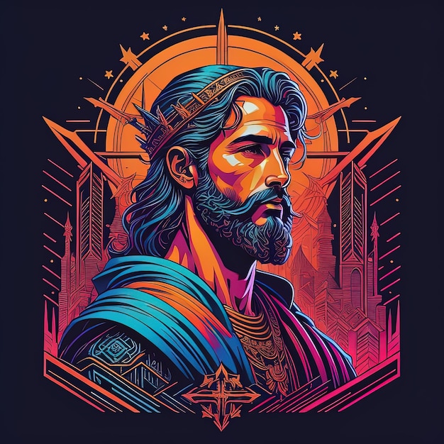 Jezus Chrystus kolorowy ilustracja wektor styl