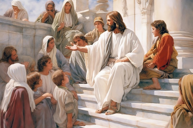 jezus chrystus rozmawia z ludźmi obraz olejny