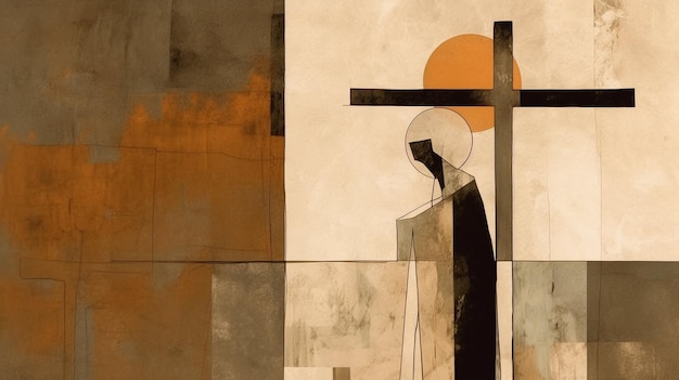 Jezus Chrystus ukrzyżowany minimalistyczny projekt krzyż chrześcijaństwo Generative AI